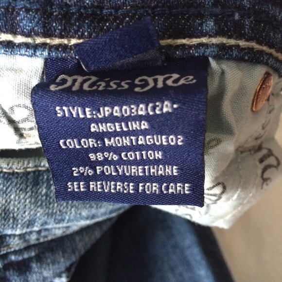 Miss Me Womens Angelina Boot Jeans Sz 26 Flat Pockets Rhinestones Embellished - Picture 10 of 11